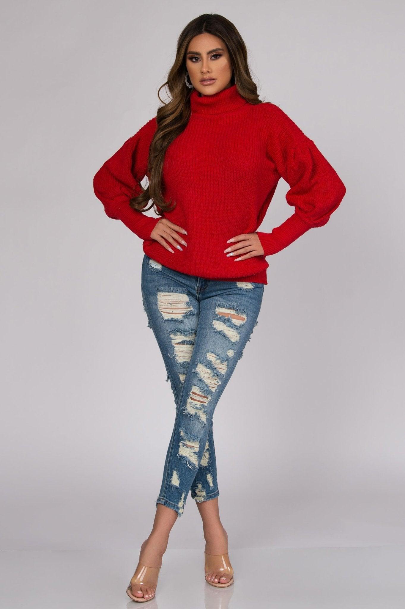 Jimena Puff Long Sleeves Chic Turtle Neck Sweater - MY SEXY STYLES