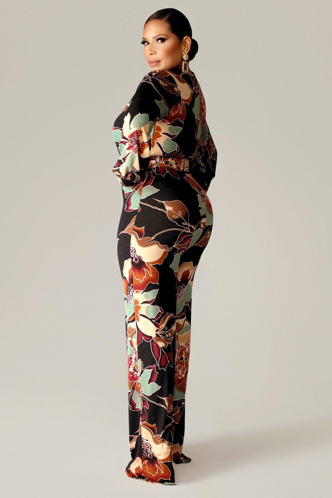 Jocie Floral Belted Jumpsuit - MY SEXY STYLES