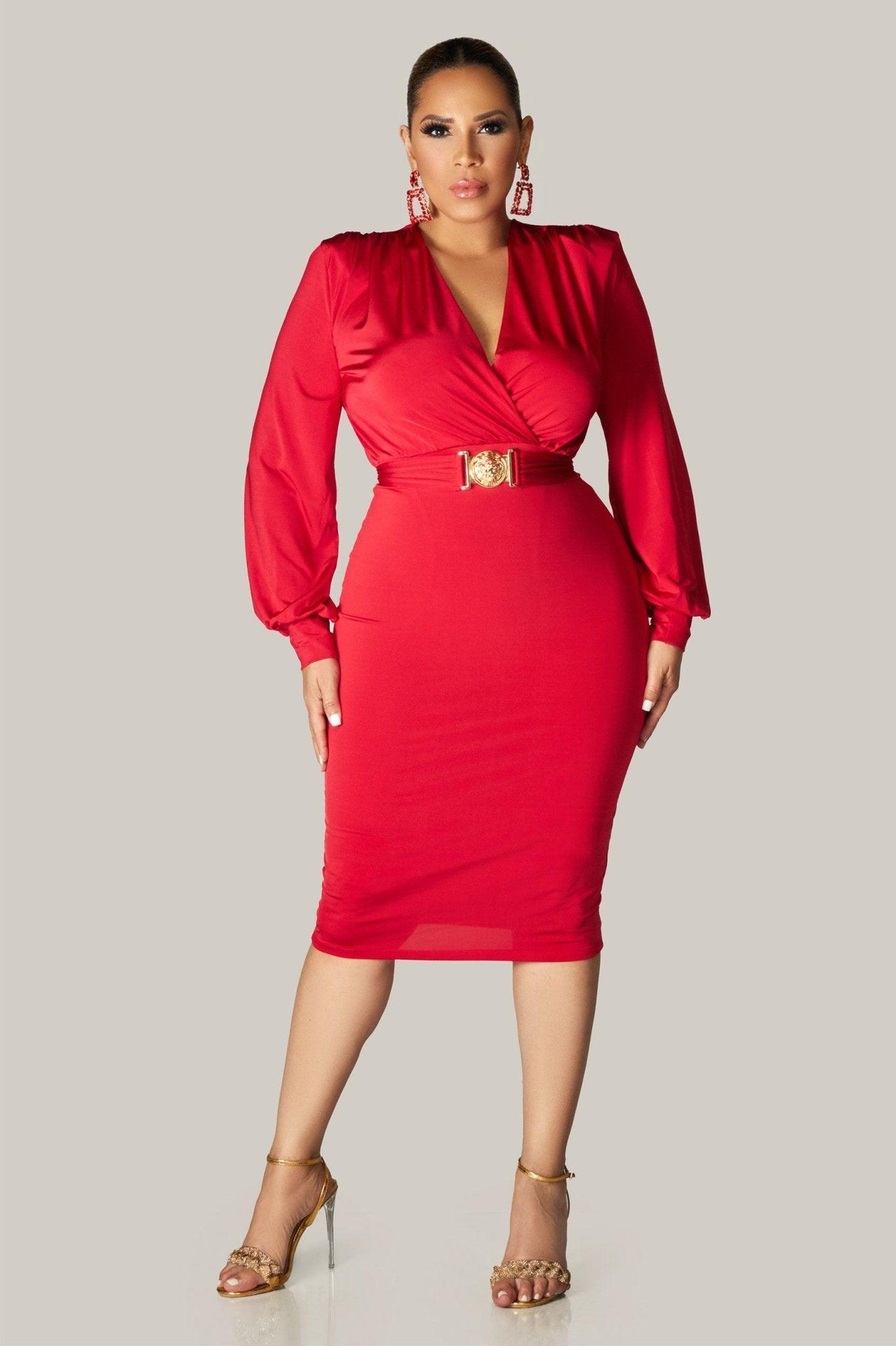 Kayleigh Belted Long Sleeves Dress - MY SEXY STYLES