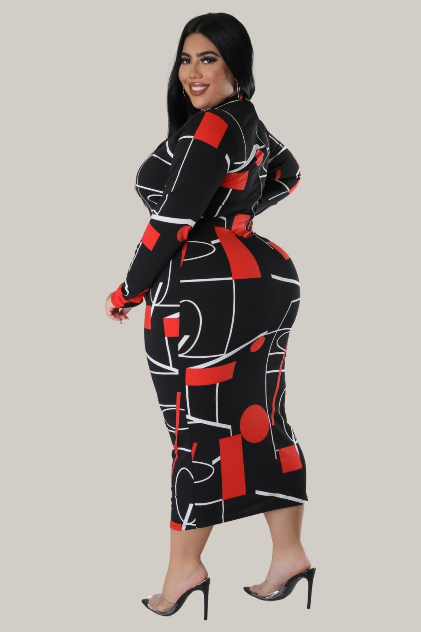 Kennedi Geometric Print Midi Dress - MY SEXY STYLES