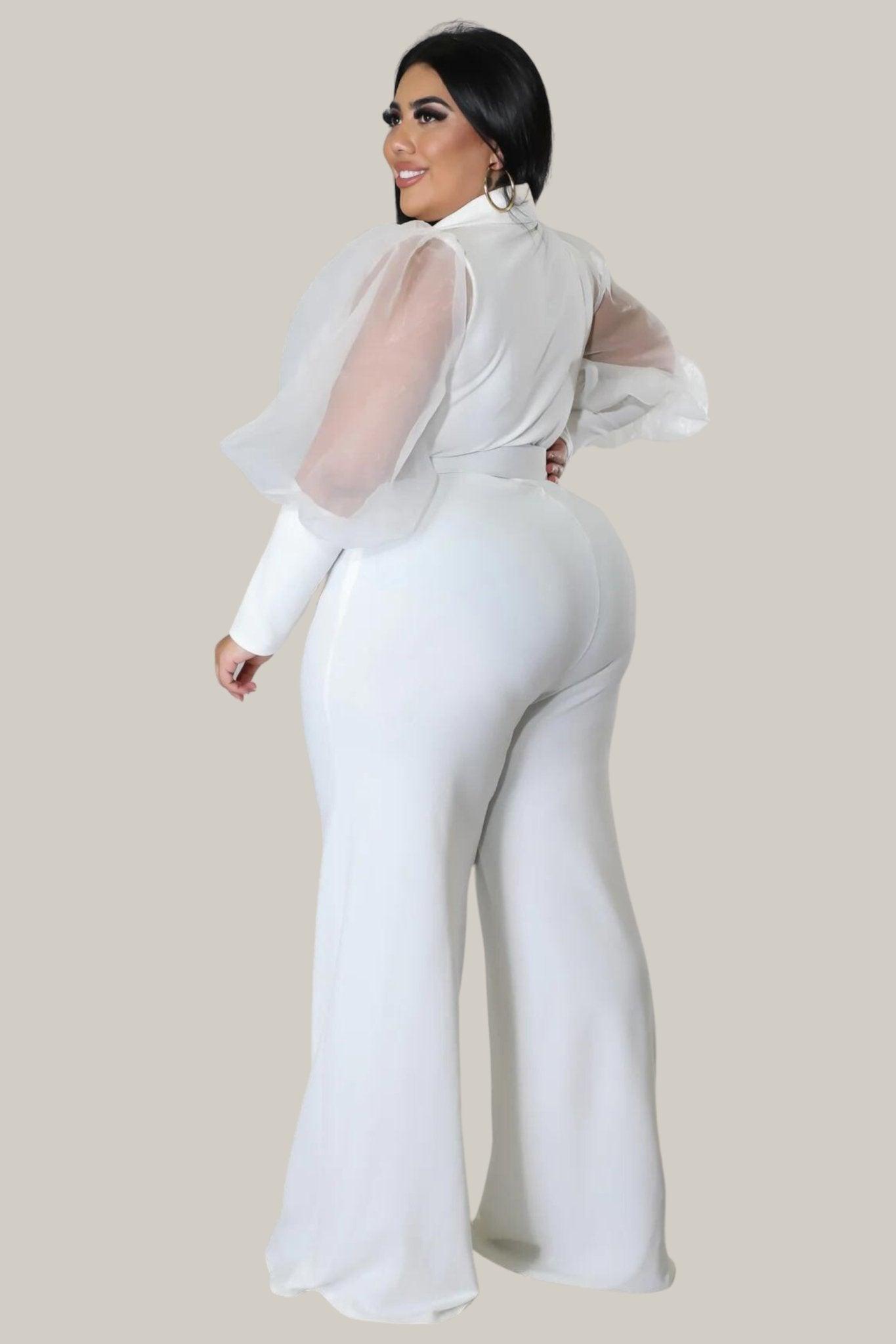 Kiana Puff Sleeves Belted Jumpsuit - MY SEXY STYLES