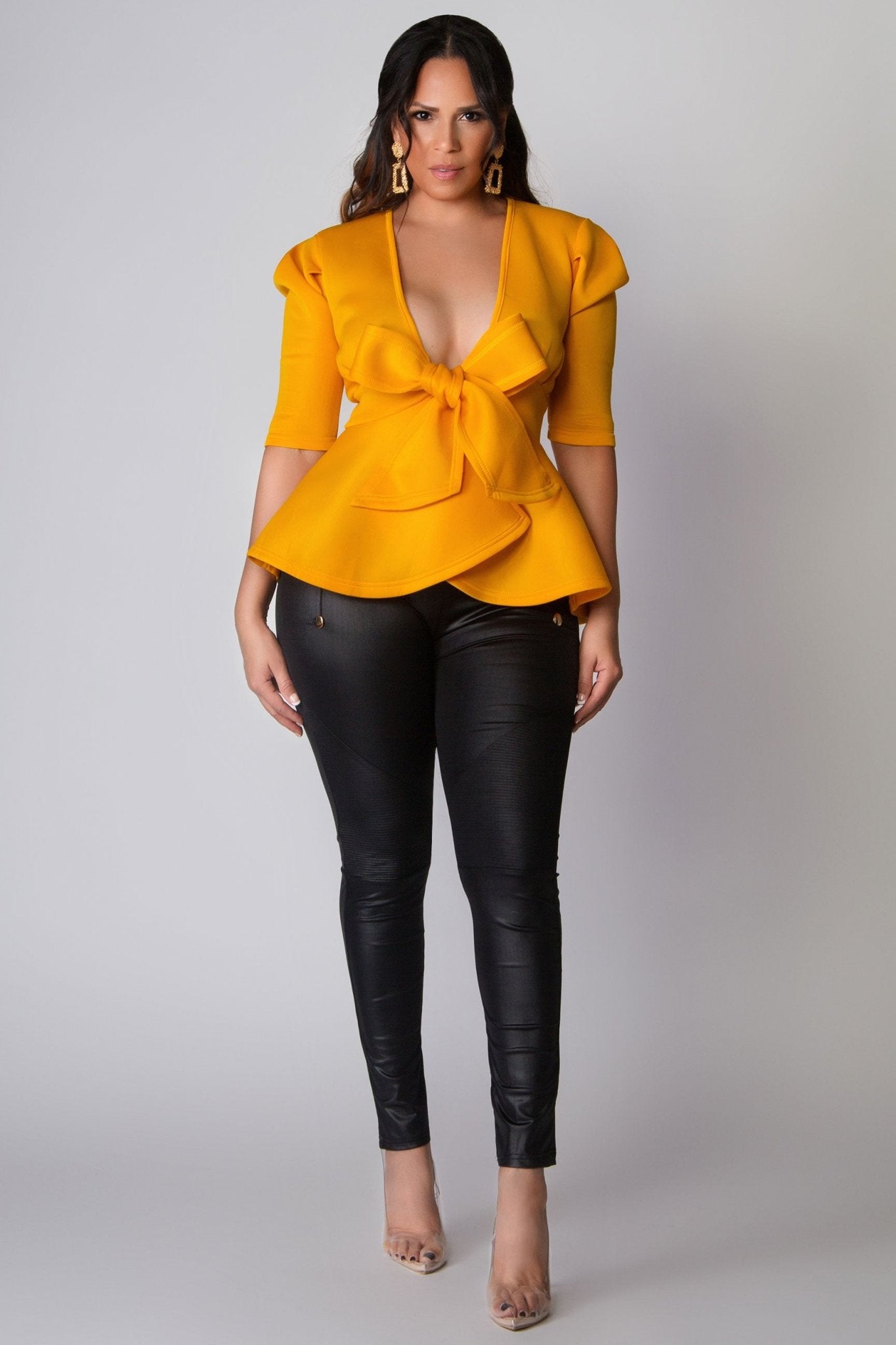 Maeve Bow Tie Peplum Blouse - MY SEXY STYLES