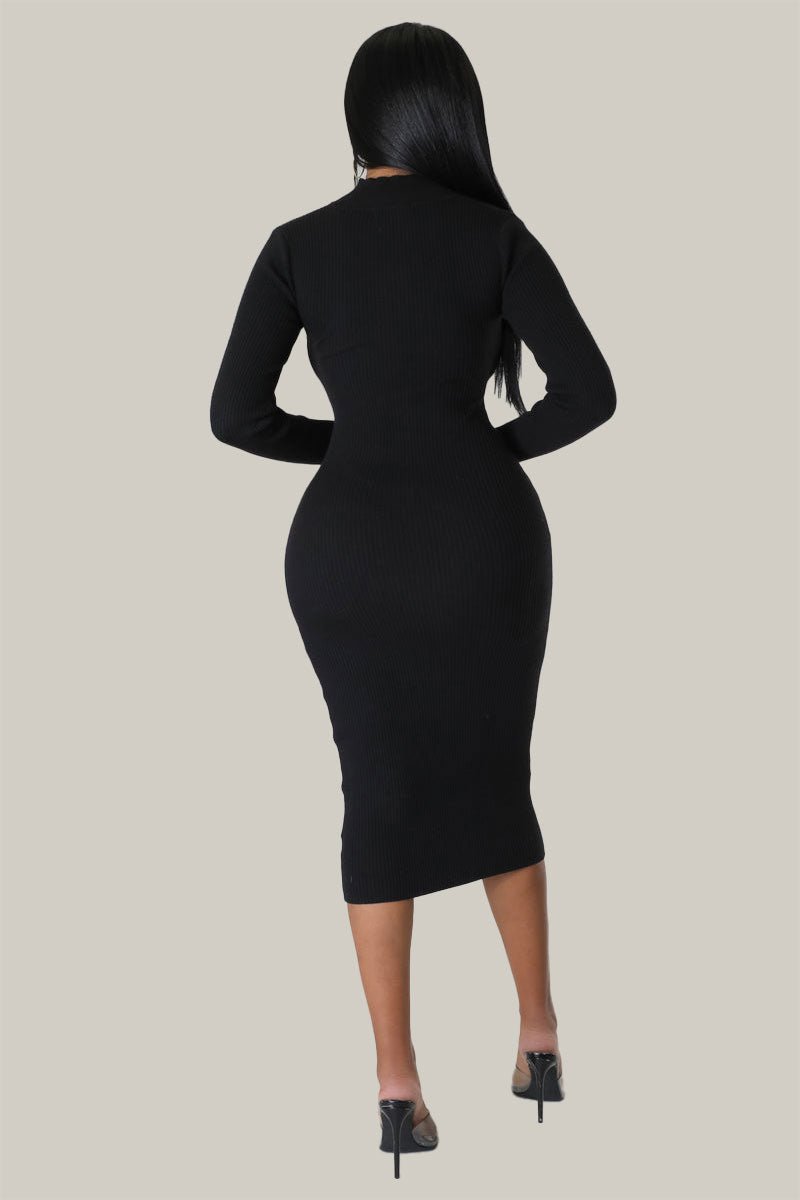 Malani Crossed Front Ribbed Midi Dress - MY SEXY STYLES