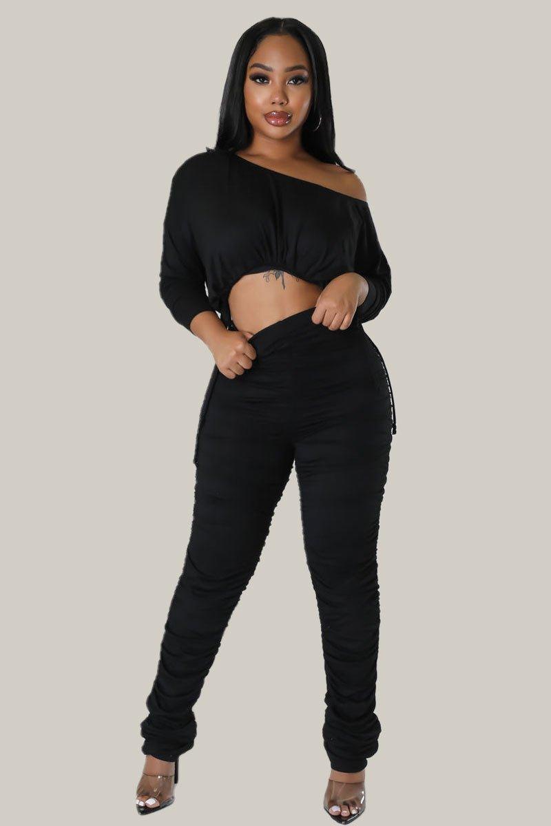 Maria Ruched Leggings and Crop Top Set - MY SEXY STYLES