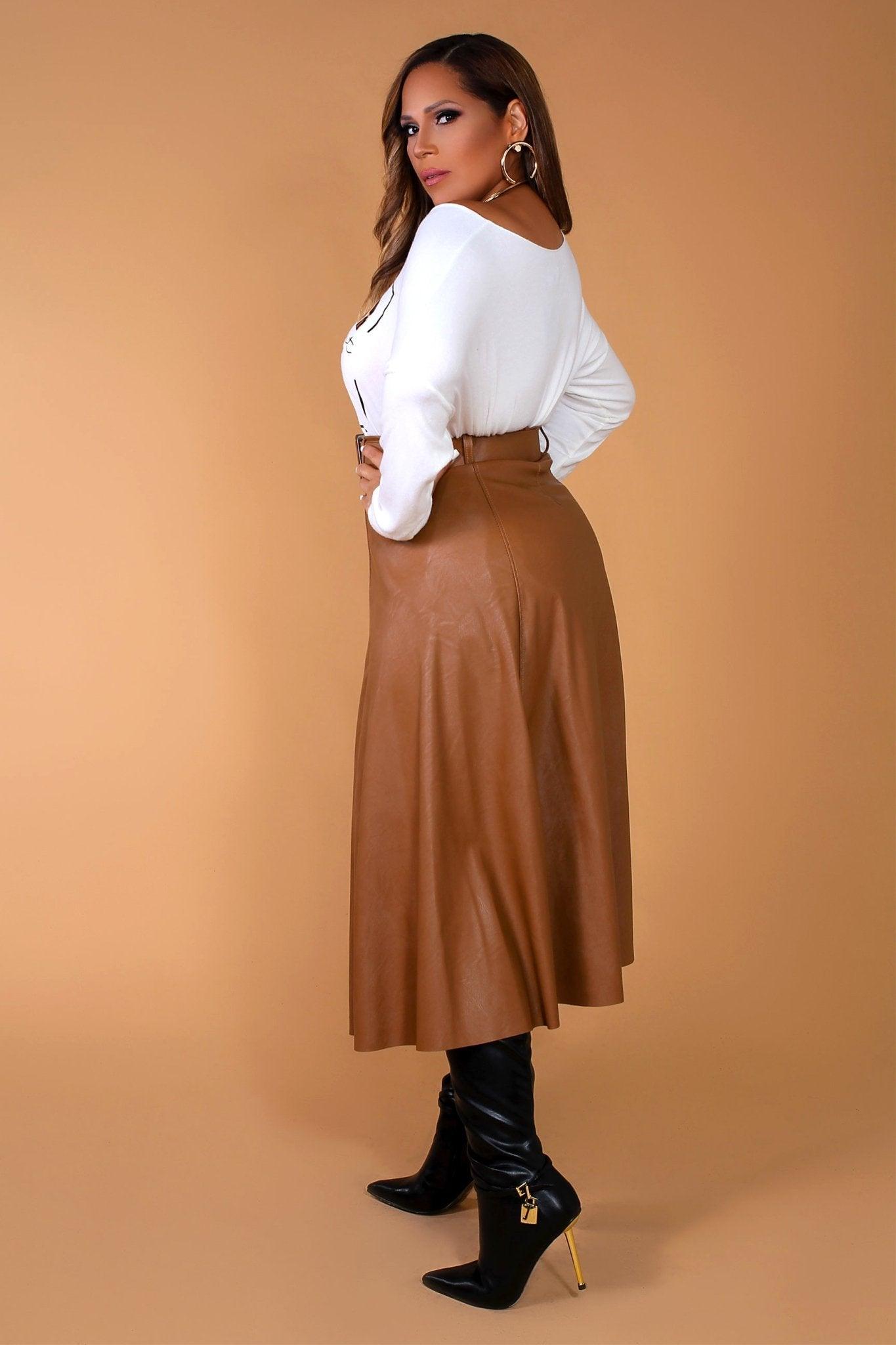 Morgan PU High Rise Belted Skirt - MY SEXY STYLES
