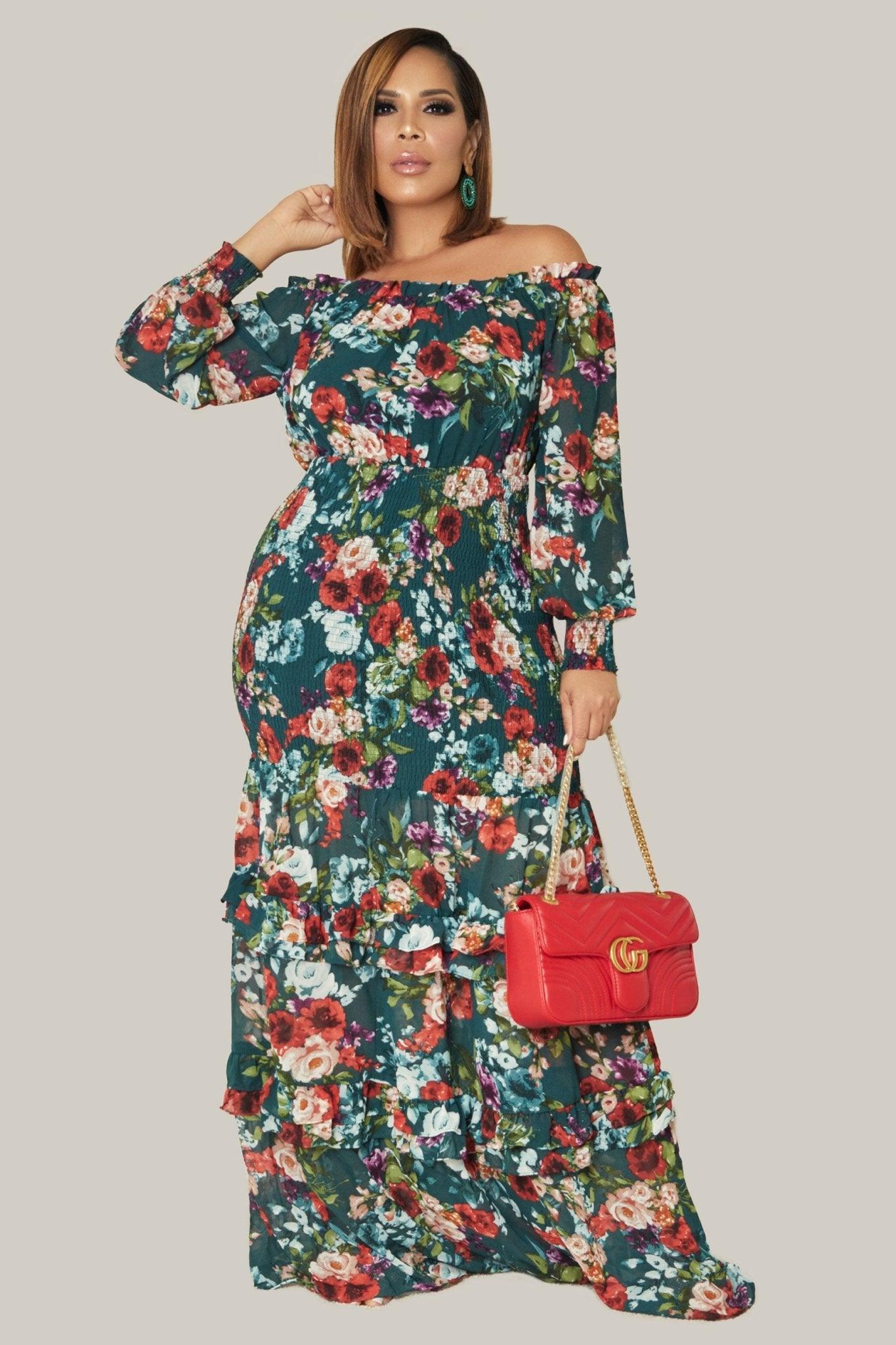 Morwenna Floral Print Maxi Dress - MY SEXY STYLES
