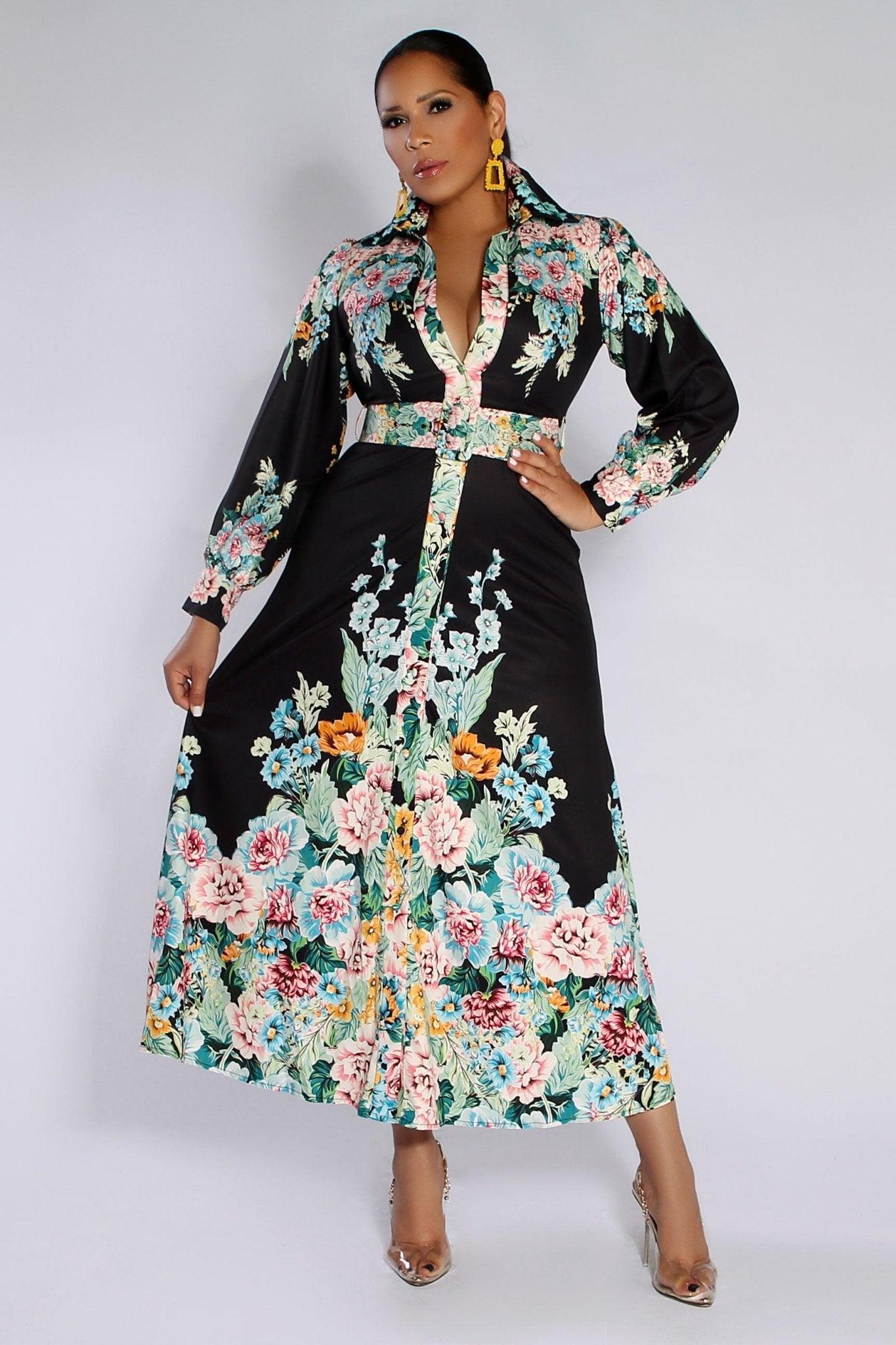 Nancy Floral Belted Dress - MY SEXY STYLES