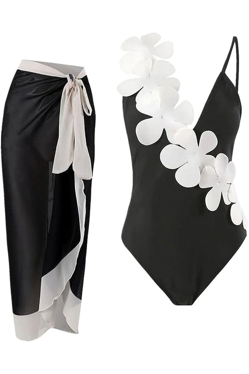 ONE PIECE SWIMSUIT WITH BEACH COVER UP WRAP SKIRT - MY SEXY STYLES