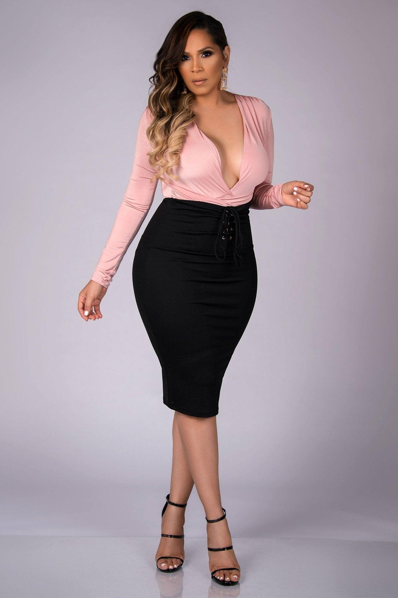 Ruby Lace Up Bodycon High Waisted Skirt - MY SEXY STYLES