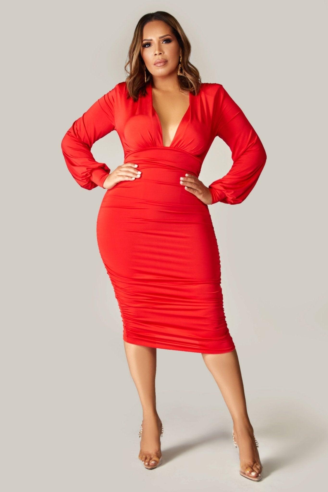 Showstopping Babe Ruched Midi Dress - MY SEXY STYLES