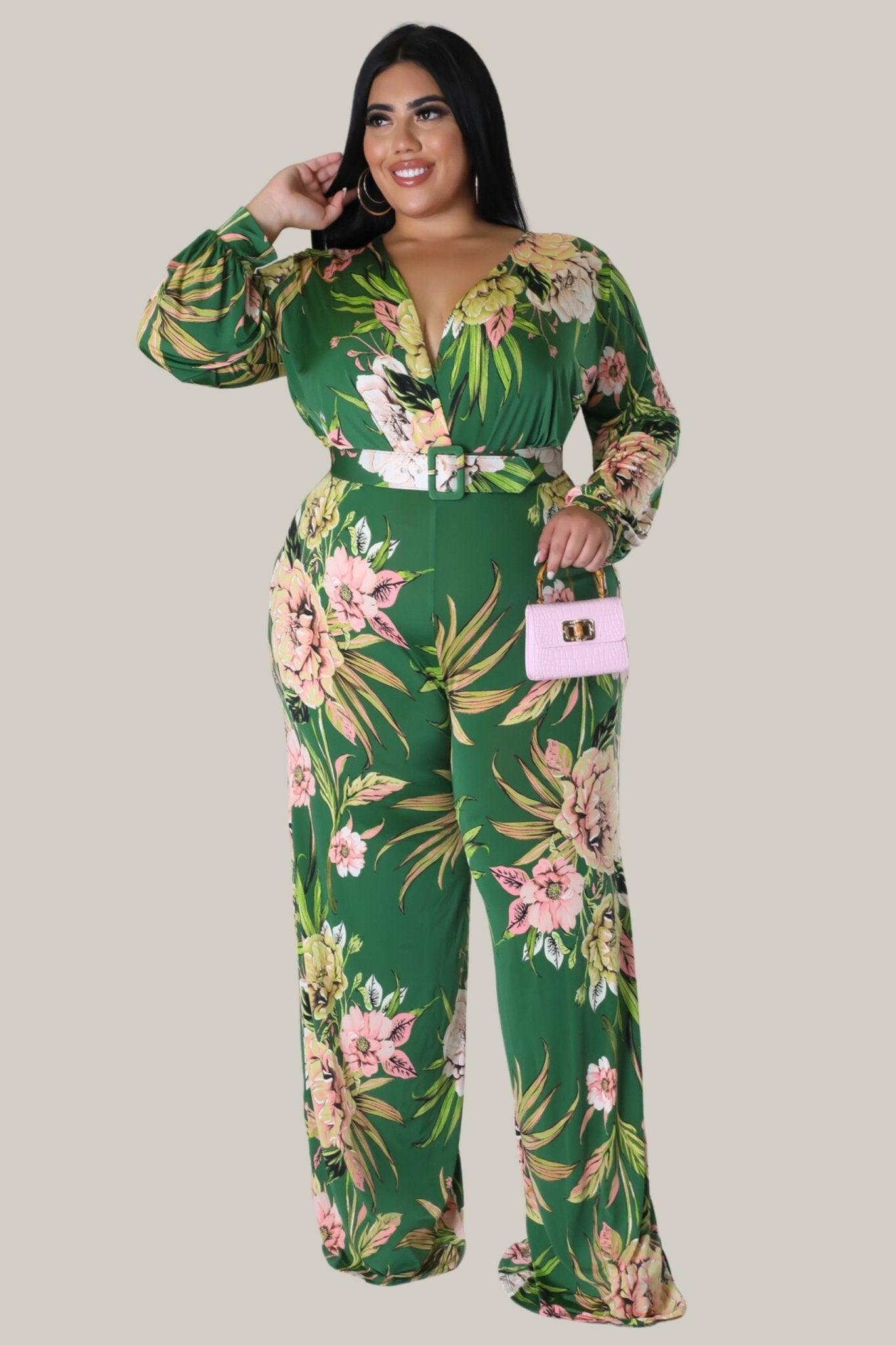 Spring Days Floral Belted Jumpsuit - MY SEXY STYLES
