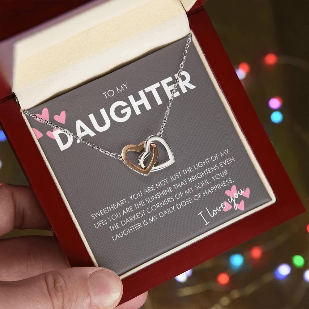 To My Daughter Interlocking Hearts Necklace with Luxury Box & MC - MY SEXY STYLES