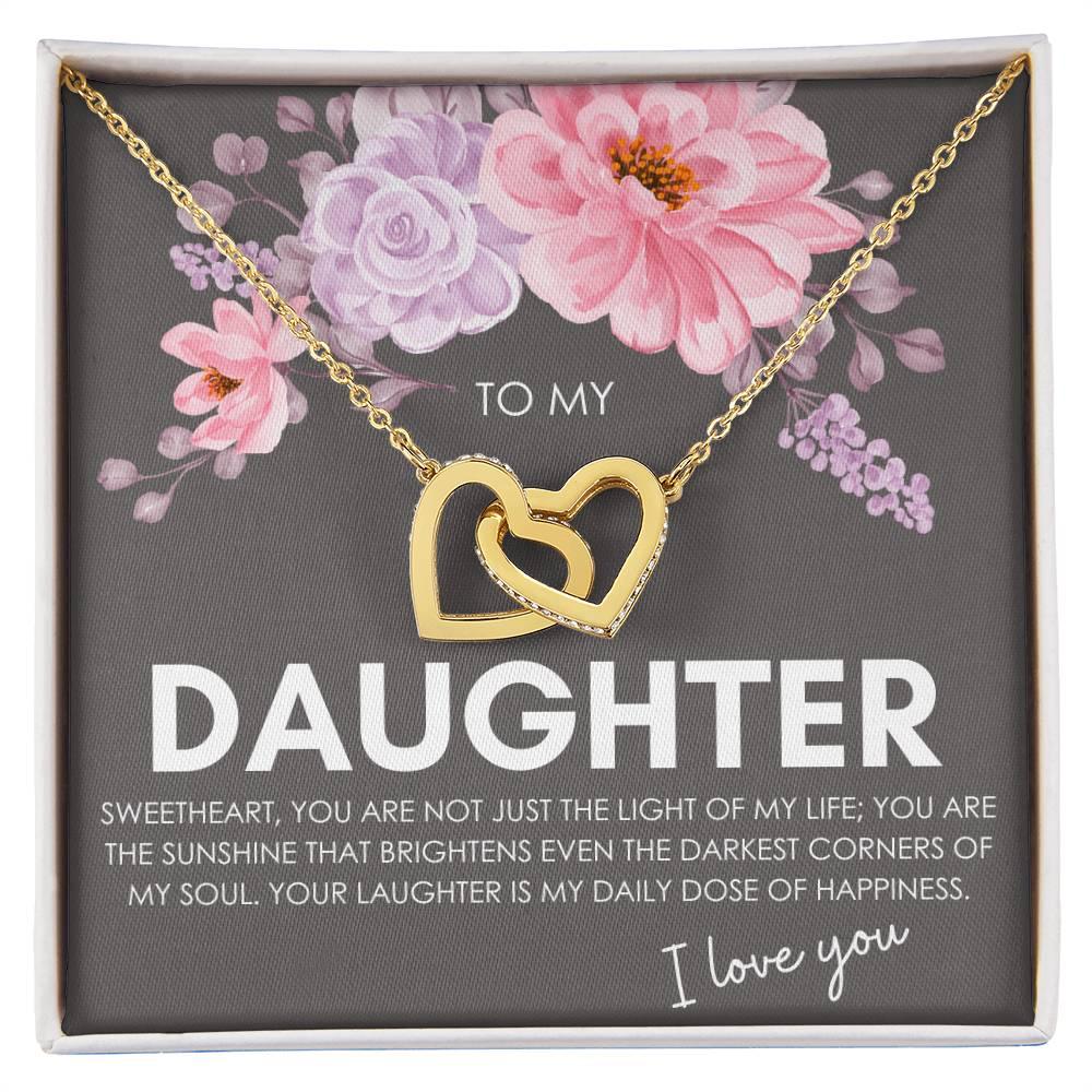 To My Daughter Interlocking Hearts Necklace (Yellow & White Gold Variants) - MY SEXY STYLES