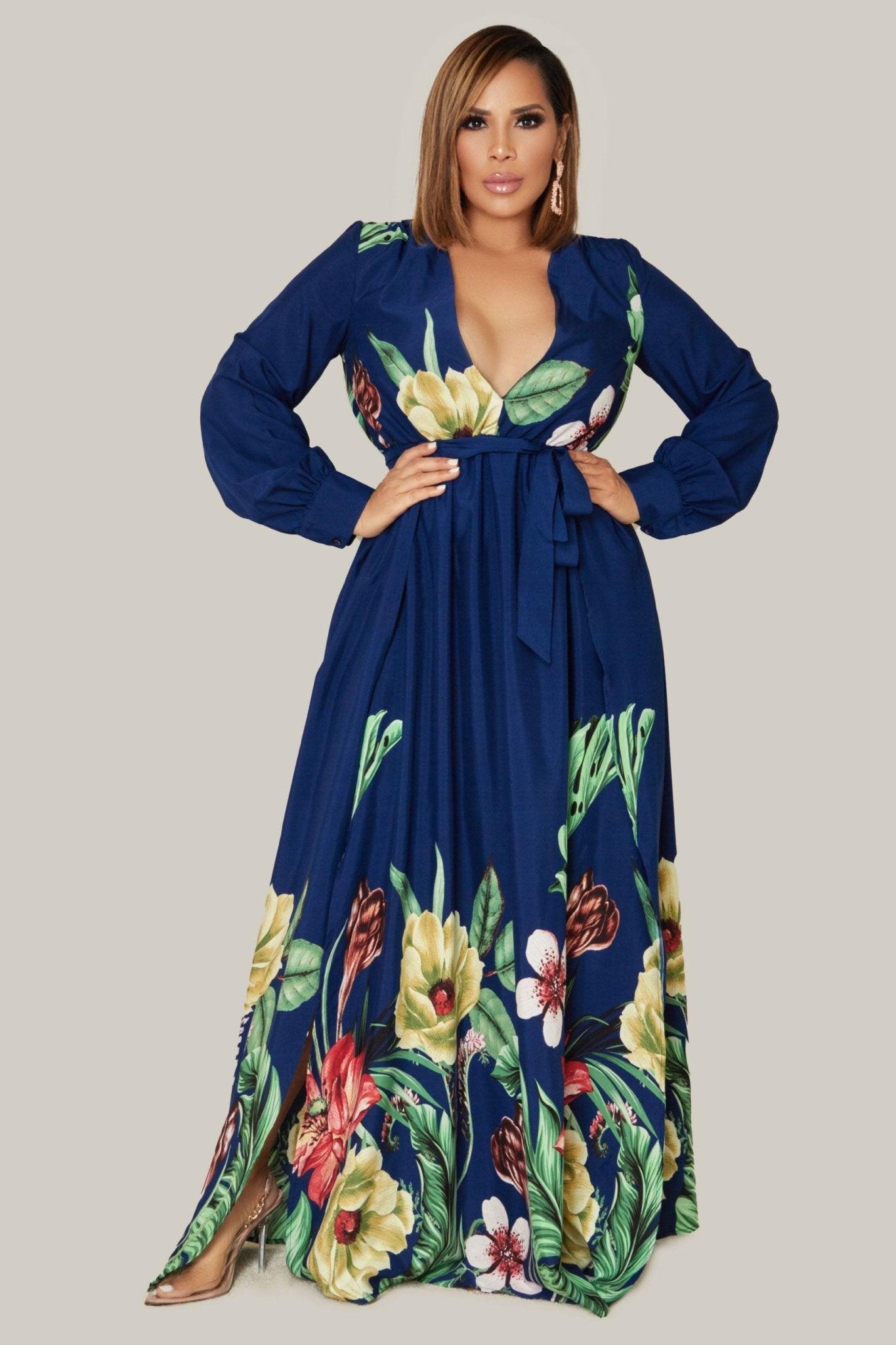 Vespera Floral Print Maxi Dress - MY SEXY STYLES