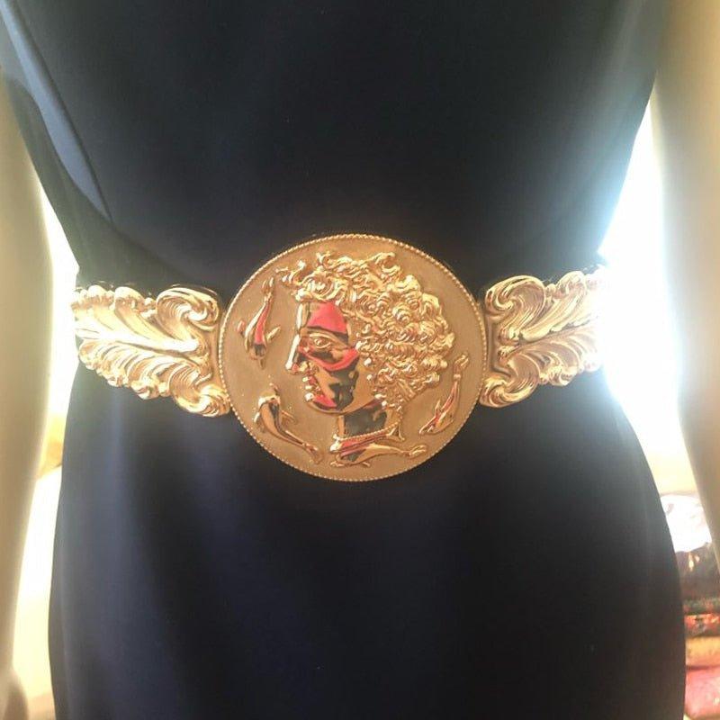 Women's Luxury Coin Designer Elastic Gold Belt - MY SEXY STYLES