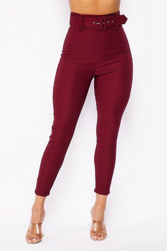 Zola Very High Waisted Belted Skinny Pants - MY SEXY STYLES