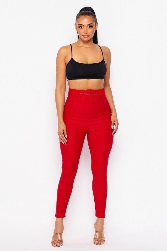 Zola Very High Waisted Belted Skinny Pants - MY SEXY STYLES